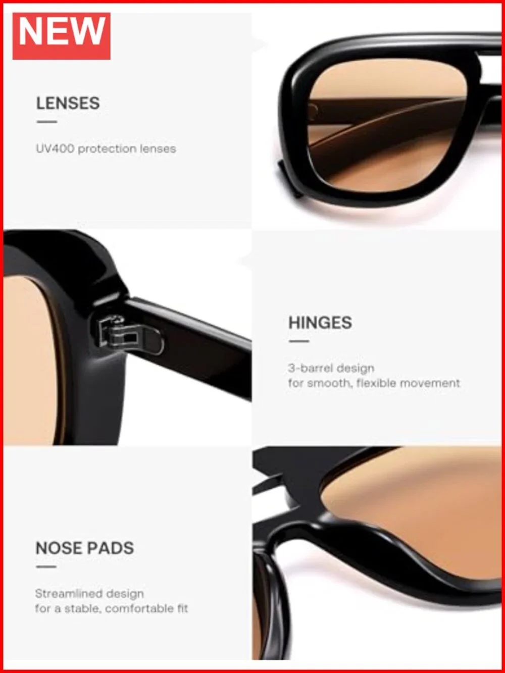 Retro Oversized Aviator Sunglasses with UV400 Protection